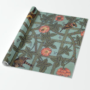Papier Cadeau Rose d'Escalades & Petit Oiseau, William Morris