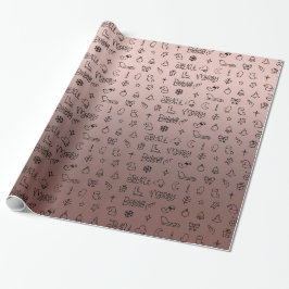 Papier Cadeau Rose d'or et dessins de la nouvelle année