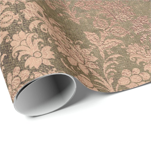 Papier Cadeau Rose d'or Royal Chic Foxier Blush Powder Floral (Coin rond)
