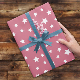 Papier Cadeau Rose doux avec Motif étoilé