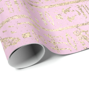 Papier Cadeau Rose égyptien Hiéroglyphes Gold Pink Pastel