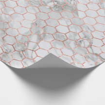 Papier cadeau rose en marbre doré Hex enveloppemen