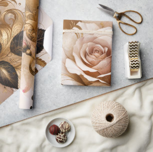 Papier Cadeau Rose en or et cachemire