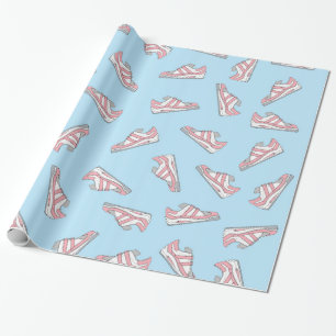 Papier Cadeau Rose et motif mignon bleu de baskets
