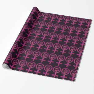 Papier Cadeau Rose et pourpre féministes de puissance de femme