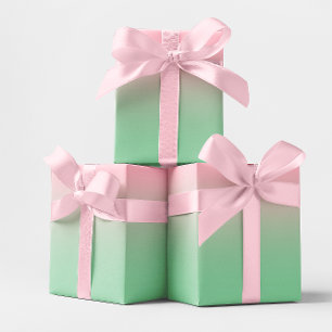 Papier Cadeau Rose et vert menthe ombré moderne