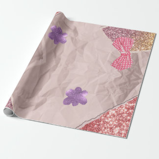 Papier Cadeau Rose et Violet Pailleté Mignon