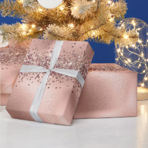 Papier Cadeau Rose Glam Gold Glitzy Sparkle Parties scintillant 