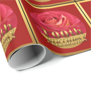 Papier Cadeau Rose Gold 100th Birthday Celebration WP