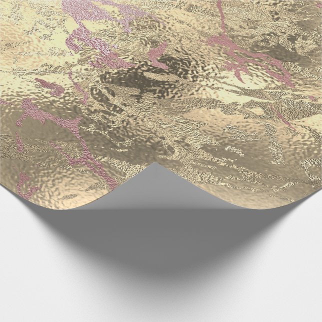 Papier Cadeau Rose Gold Abstrait Sepia marbre brillant métal Lux (Coin)