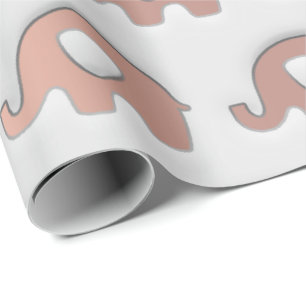 Papier Cadeau Rose Gold Baby Girl Blue Pastel Grey Eléphants 3D