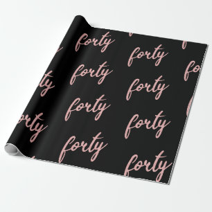 Papier Cadeau Rose Gold Black 40 Anniversaire Parties scintillan