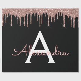 Papier Cadeau Rose Gold - Blush Pink Black Parties scintillant N