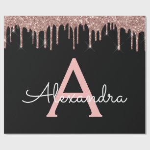 Papier Cadeau Rose Gold - Blush Pink Black Parties scintillant N