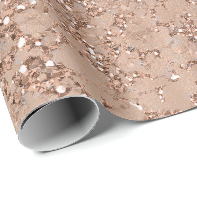 Papier Cadeau Rose Gold Blush Pink Glam Sparkle Crackle Chic (Coin rond)