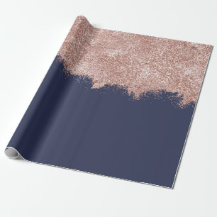 Papier Cadeau Rose Gold Blush Rose Marine Bleu Girlly Parties sc