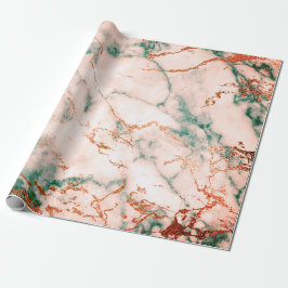 Papier Cadeau Rose Gold Cali Marbre Vert profond Pierre Bois de 