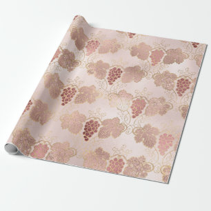 Papier Cadeau Rose Gold et Blush French Wine sur le thème