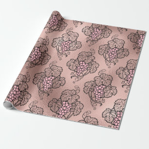 Papier Cadeau Rose Gold et Blush French Wine sur le thème