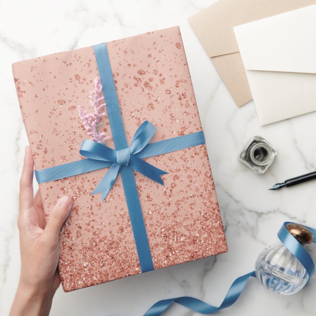Papier Cadeau Rose Gold Faux Pailleté  (Cadeaux)