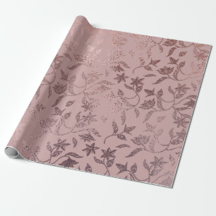 Papier Cadeau Rose Gold Floral Vine Motif sur Blush Pink