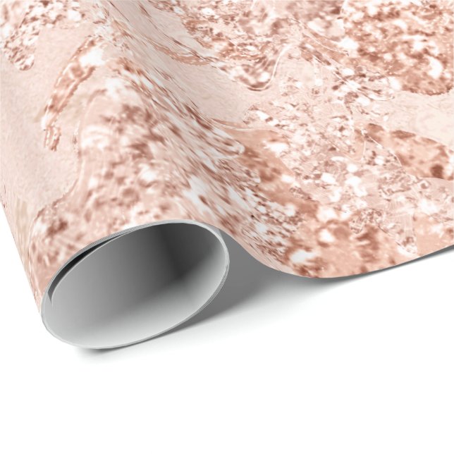 Papier Cadeau Rose Gold Glam Parties scintillant maigre mariée g (Coin rond)