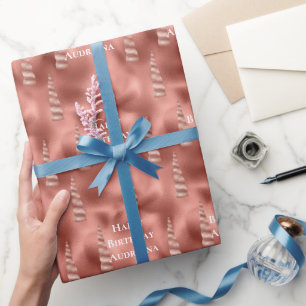 Papier Cadeau Rose Gold Glam Unicorn Anniversaire