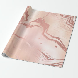 Papier Cadeau Rose Gold Ivory Skinny Moulten Marbre brun Pêche