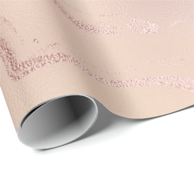 Papier Cadeau Rose Gold Ivory Skinny Moulten Marbre brun Pêche (Coin rond)