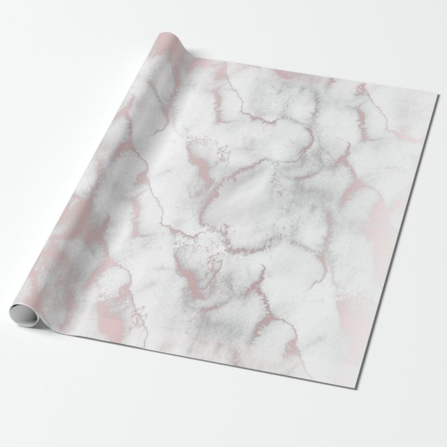 Papier Cadeau Rose Gold Marbre Rose Moderne Chic Tendance Soirée (Déroulé)