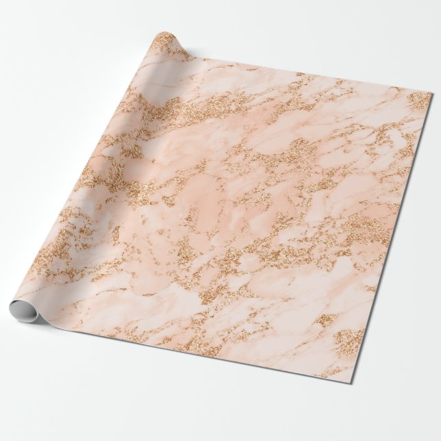 Papier Cadeau Rose Gold Parties scintillant Marbre tendance chic (Déroulé)