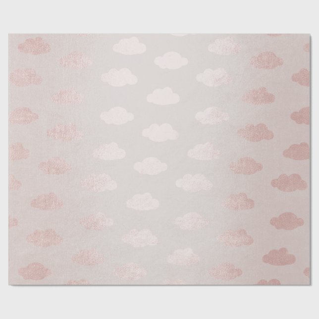 Papier Cadeau Rose Gold Rose Poudre Claud Princesse Nouveau bébé (Plat)