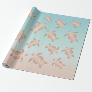 Papier Cadeau Rose Gold Sea Turtles Beach Style