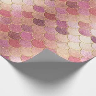 Papier Cadeau Rose Gold Shimmer Mermaid Échelle Motif