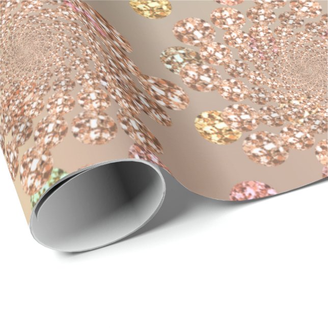 Papier Cadeau Rose Gold Swarovski Crystals Spiral Diamond (Coin rond)