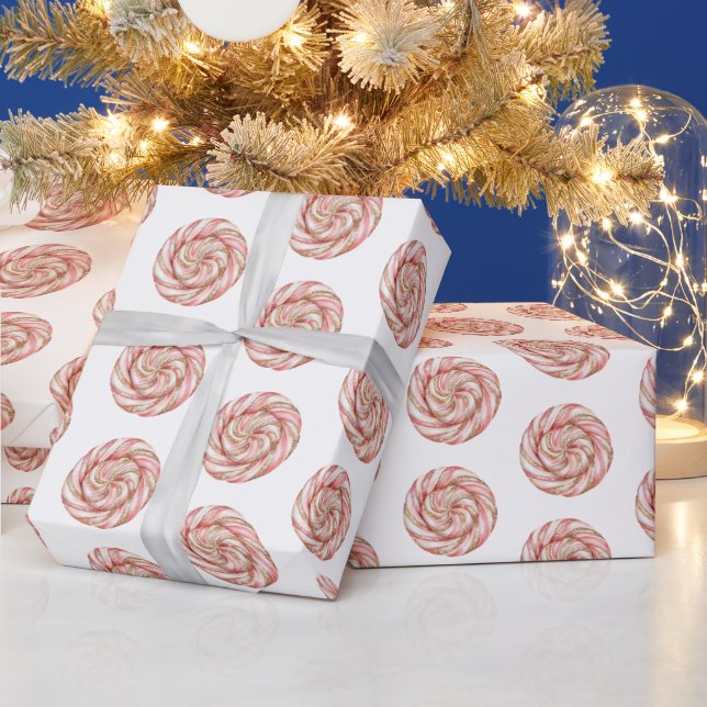 Papier Cadeau Rose Gold White Pepperments Noël (Vacances)