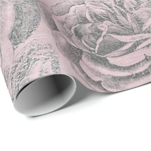 Papier Cadeau Rose gris argenté rose rose rose pastel velours