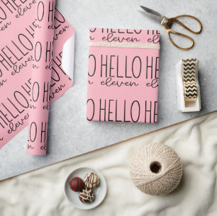 Papier Cadeau Rose Hello Onze Papier d'enveloppement