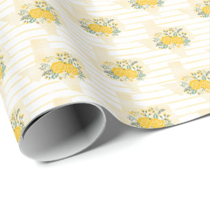 Papier Cadeau Rose jaune du Texas - En vichy Etat avec Rose