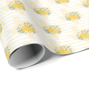 Papier Cadeau Rose jaune du Texas - État En vichy avec les Rose