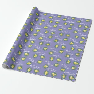 Papier Cadeau Rose jaune et Mariage de fenêtre violet