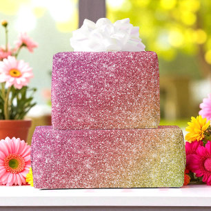 Papier Cadeau Rose Jaune Paillettes Arc-en-ciel Coloré