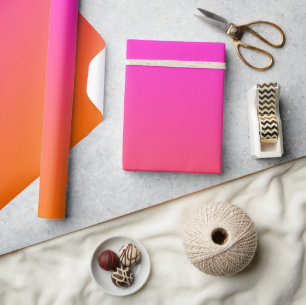 Papier Cadeau Rose Magenta Chaud et Ombre Orange Clair