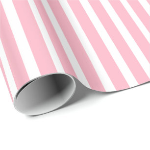 Papier Cadeau Rose moderne sur les rayures blanches Motif