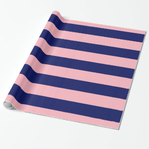 Papier Cadeau Rose, motif rayé XL bleu marine V