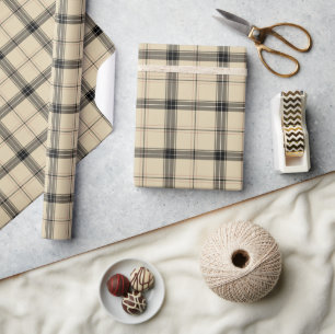 Papier Cadeau Rose, noir et tan plaid