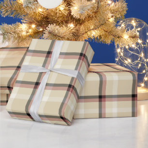 Papier Cadeau Rose, noir et tan plaid