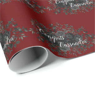 Papier Cadeau Rose noire Fête de fin d'études gothique sombre bo