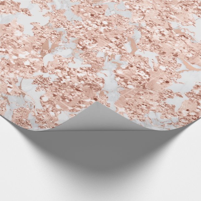 Papier Cadeau Rose or blanc gris Parties scintillant mariée marb (Coin)