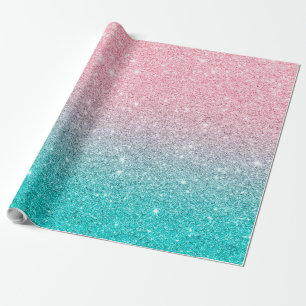 Papier Cadeau Rose-or et turquoise parties scintillant texture o